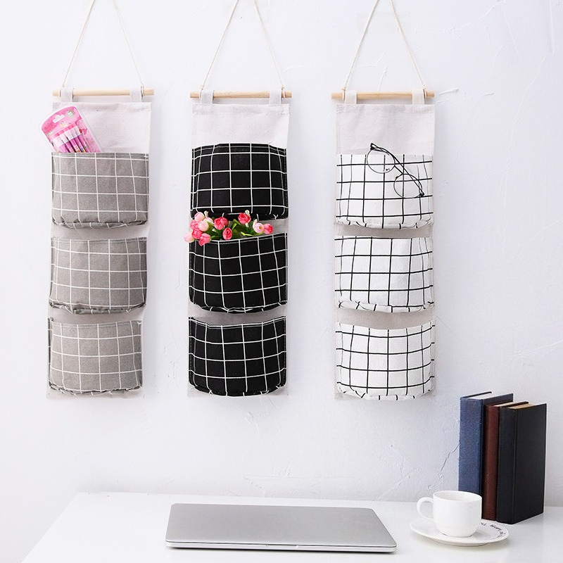 Plaid Cotton Linen Hanging Sto - đánh giá và giá Linen Bag Bulk