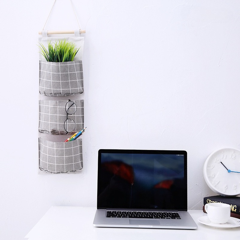 Plaid Cotton Linen Hanging Sto - đánh giá và giá Linen Bag Bulk